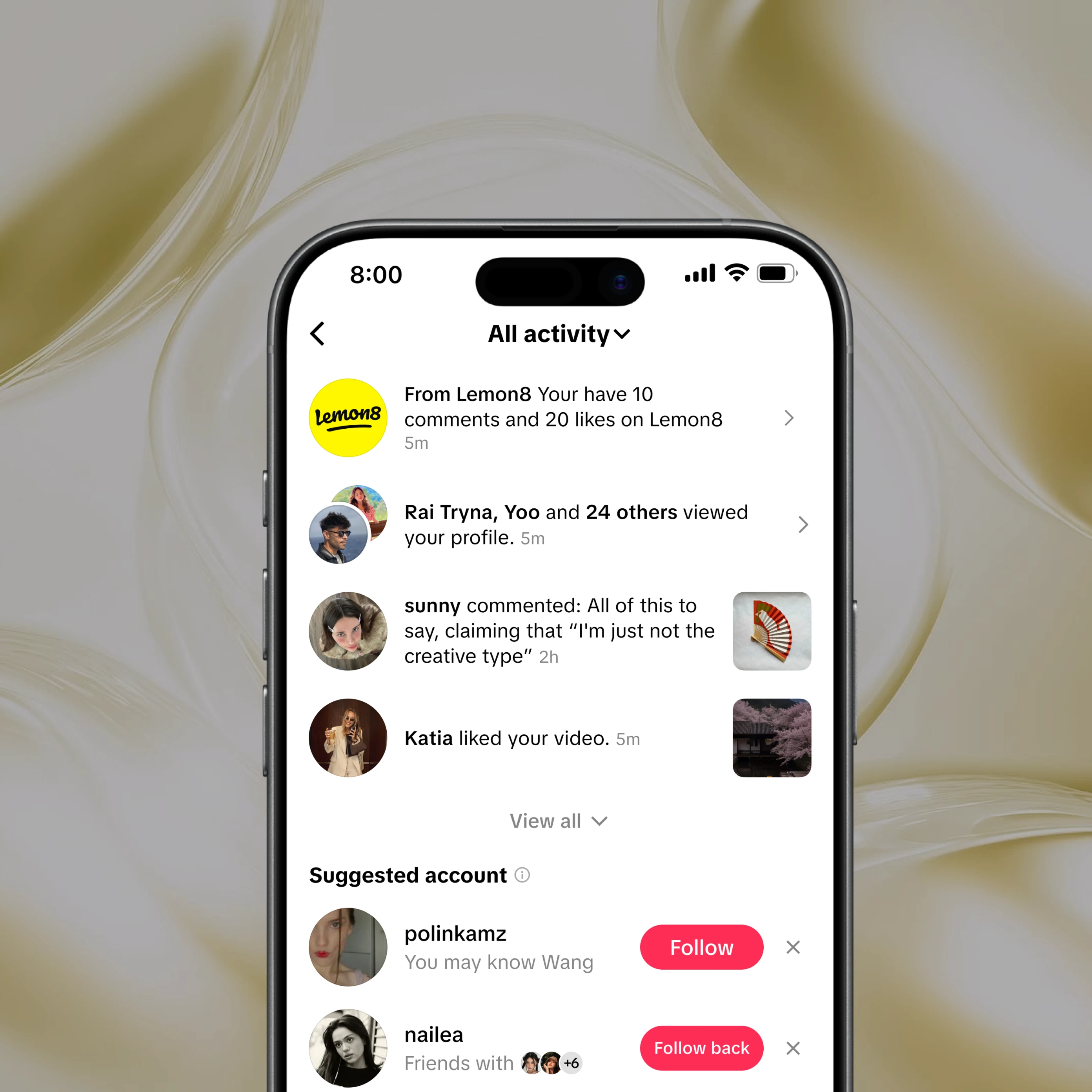 TT message Lemon8 preview